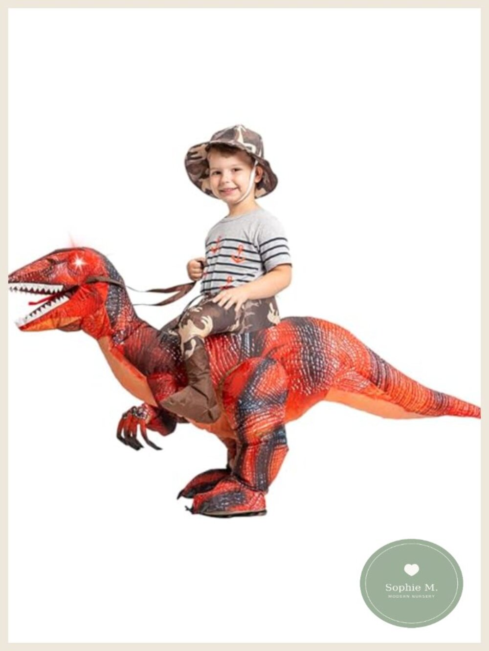 Inflatable Dinosaur Costume Kids Halloween Cosplay T-Rex Blow Up Suit